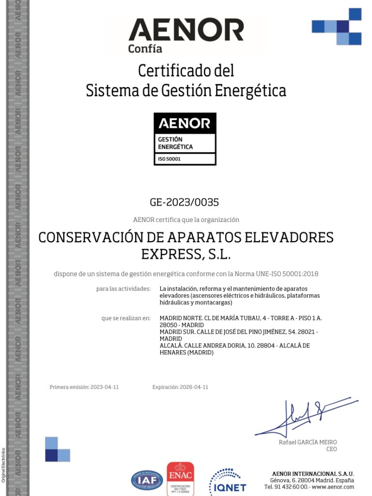 Certificado ISO 50001