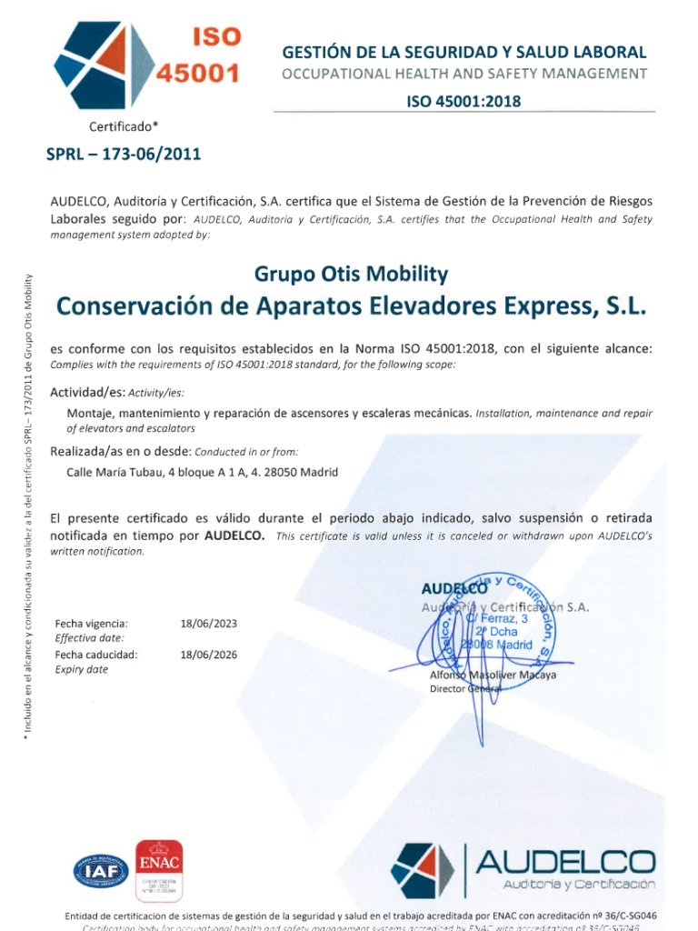 Certificado ISO 45001